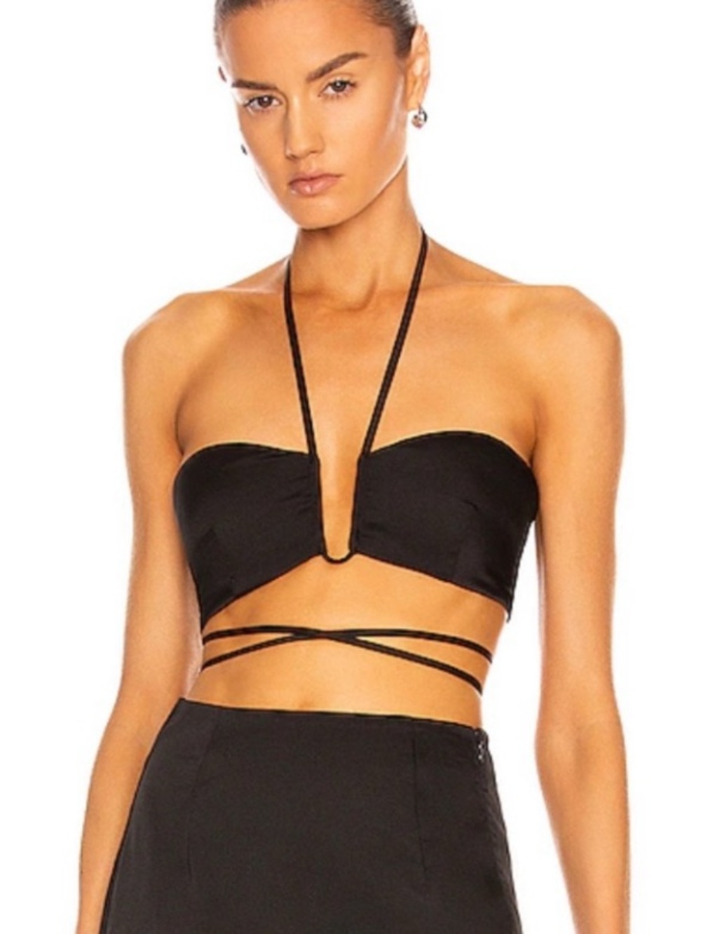 Atoir The Archie Bralette Black Size 4 Black Halterneck Tie Waist Wrap Tie